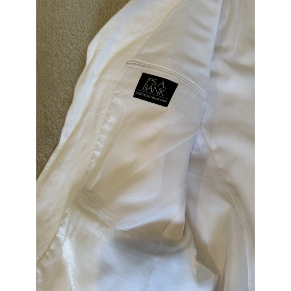 Jos A Bank 43L White Linen Blend Mens Blazer Suit Jacket Sport Coat Spring Beach - Picture 3 of 14